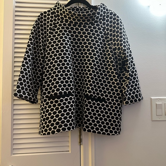 Boden Black and White Polka Dot Knit Sweater with 3/4 Length Sleeves - Picture 1 of 5